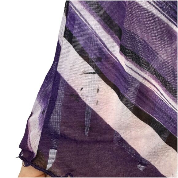 Wrapper Mesh Cowl Neck Top S Purple Flared Long Sleeve Fairy Grunge Goth Y2K - Picture 7 of 7